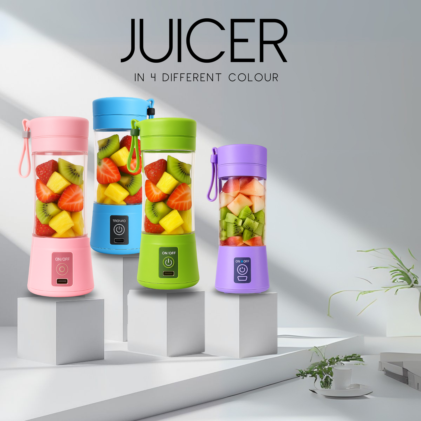 Portable USB Rechargeable Juicer – 6 Blades | 70W Power | LED Indicator